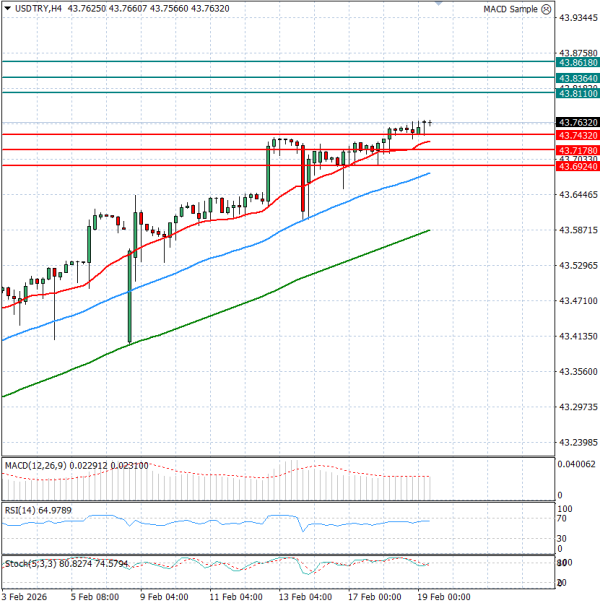 Dollar - Turkish Lira Analysis Technical analysis 19/02/2026
