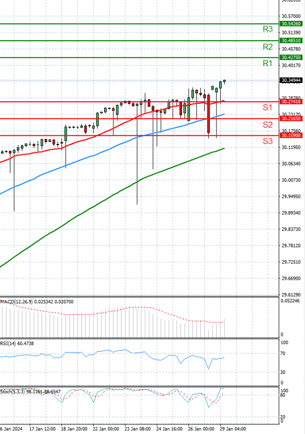 Dollar - Turkish Lira Analysis Technical analysis 29/01/2024